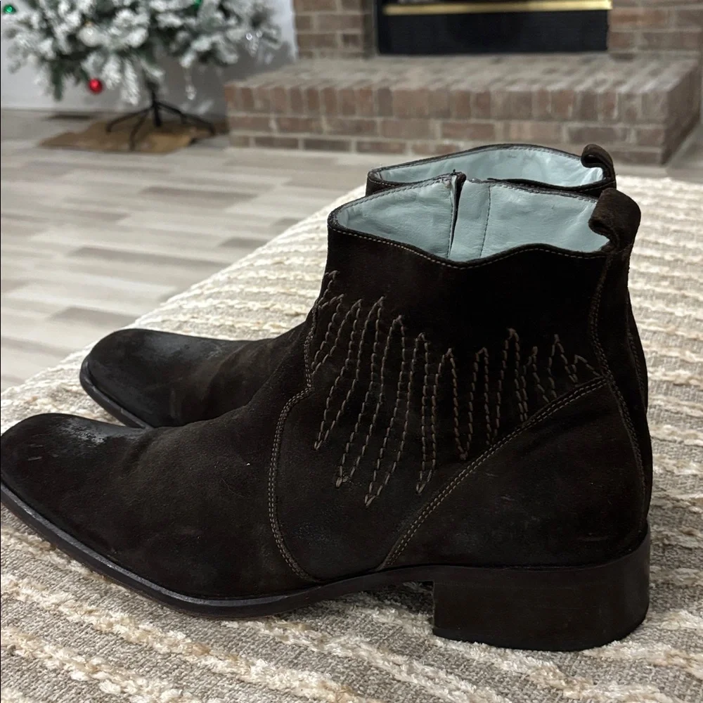 Kenneth Cole New York Men's Brown Suede‎ Western Distressed Ankle Boots Size 13